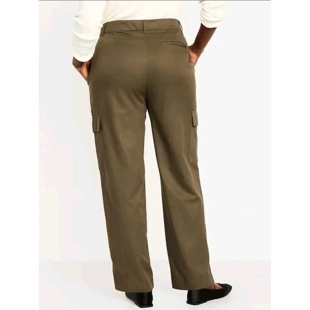 NWT Old Navy Taylor Cargo Pants L Straight Pleated Workwear Office Academia Twee